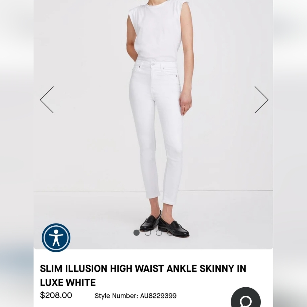 7 for all mankind high waist skinny in luxe white size 24